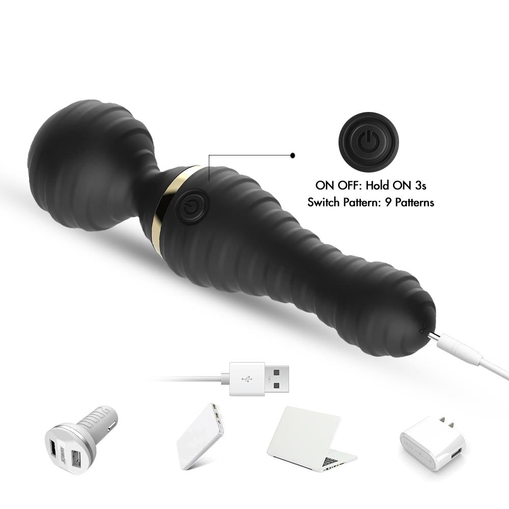 Masaj vibrator Freedom Joy din silicon, negru, USB, impermeabil