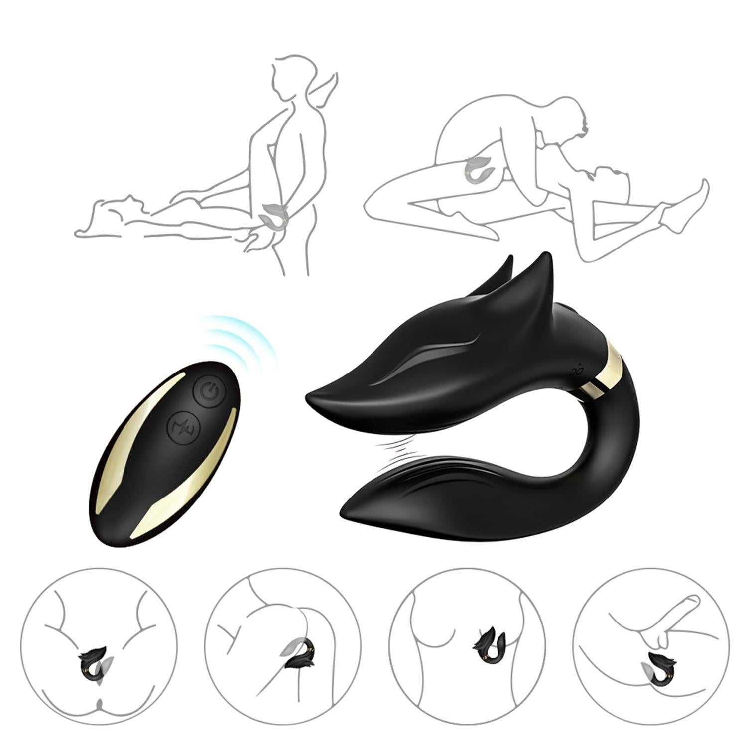Stimulator Clitoridian Fox Silicon Negru USB Impermeabil