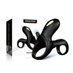 Inel vibrant dublu pentru penis Ranger Black USB