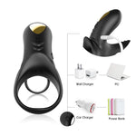 Inel vibrant dublu pentru penis Ranger Black USB
