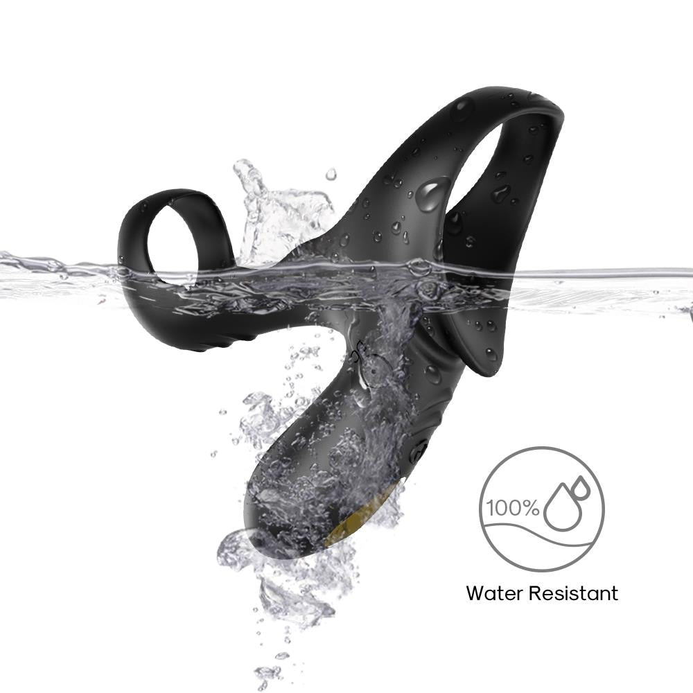 Inel vibrant dublu pentru penis Ranger Black USB