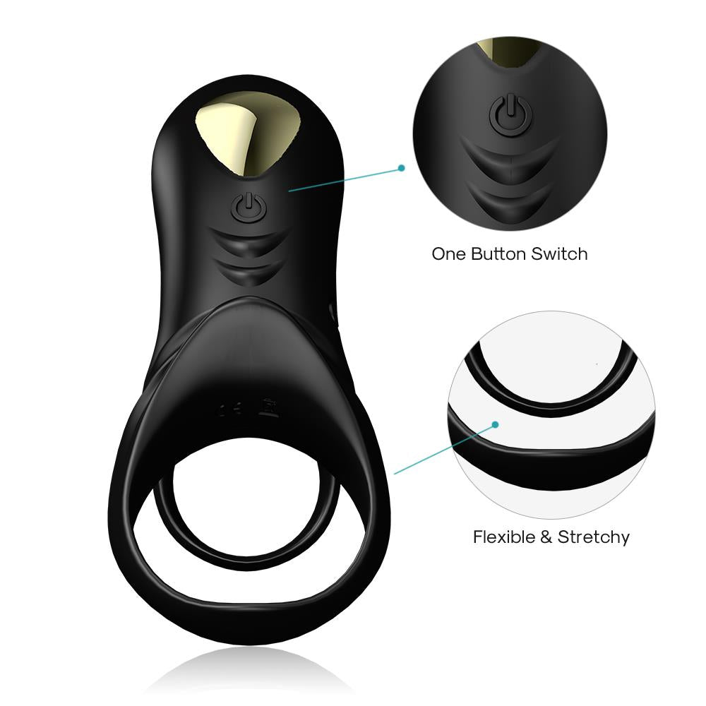 Inel vibrant dublu pentru penis Ranger Black USB