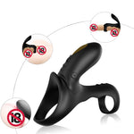 Inel vibrant dublu pentru penis Ranger Black USB