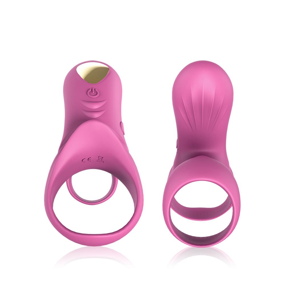 Inel vibrant pentru penis Ranger Joy cu telecomandă, roz și roșu, USB