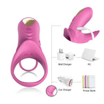 Inel vibrant pentru penis Ranger Joy cu telecomandă, roz și roșu, USB