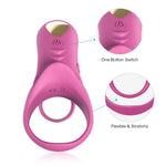 Inel vibrant pentru penis Ranger Joy cu telecomandă, roz și roșu, USB