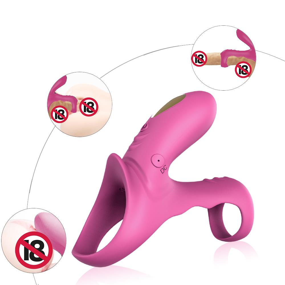 Inel vibrant pentru penis Ranger Joy cu telecomandă, roz și roșu, USB