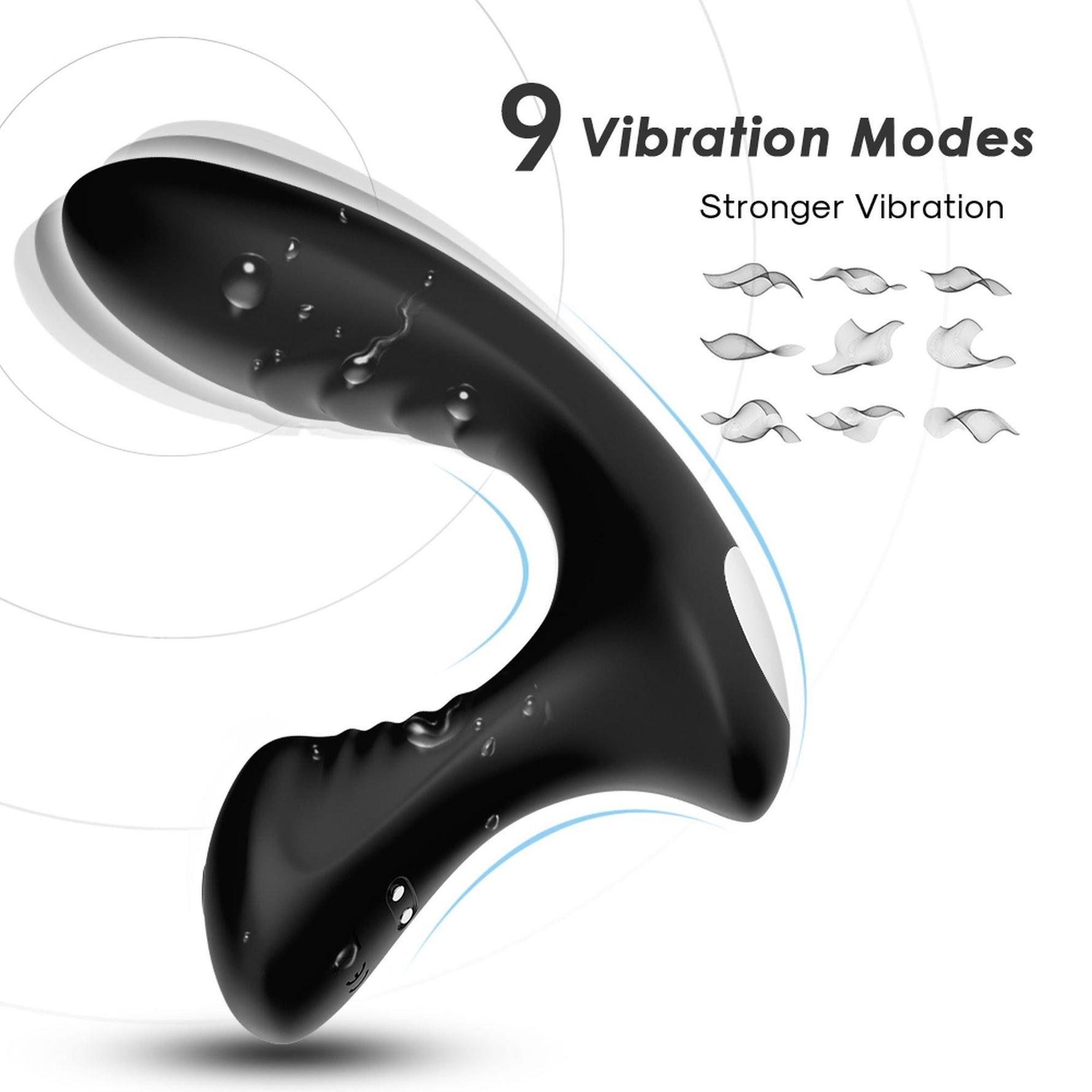Masaj de prostată ergonomic din silicon Joy Storm seria B, negru, USB