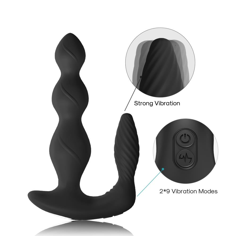 Plug anal vibrant Maxfun negru cu telecomandă USB 17 cm