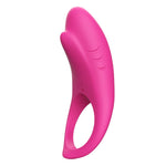 Inel vibrator pentru penis Shark din silicon, roz, USB