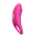 Inel vibrator pentru penis Shark din silicon, roz, USB