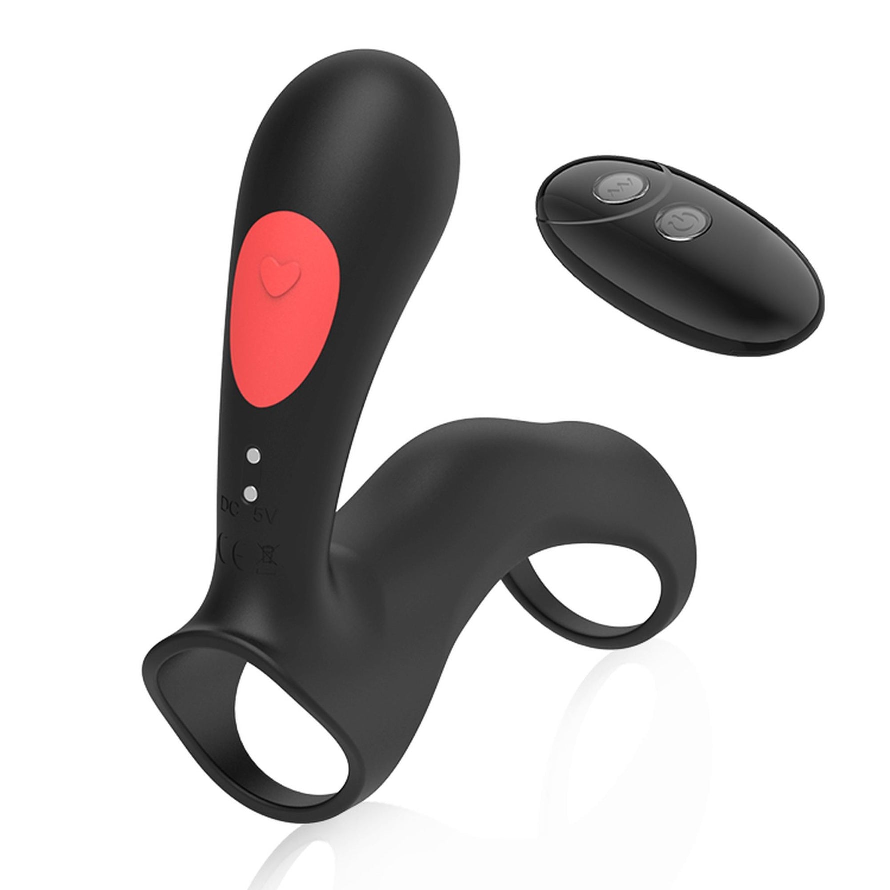 Inel vibrant dublu pentru penis Stamen, negru, cu telecomandă USB