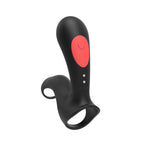 Inel vibrant dublu pentru penis Stamen, negru, cu telecomandă USB