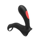 Inel vibrant dublu pentru penis Stamen, negru, cu telecomandă USB