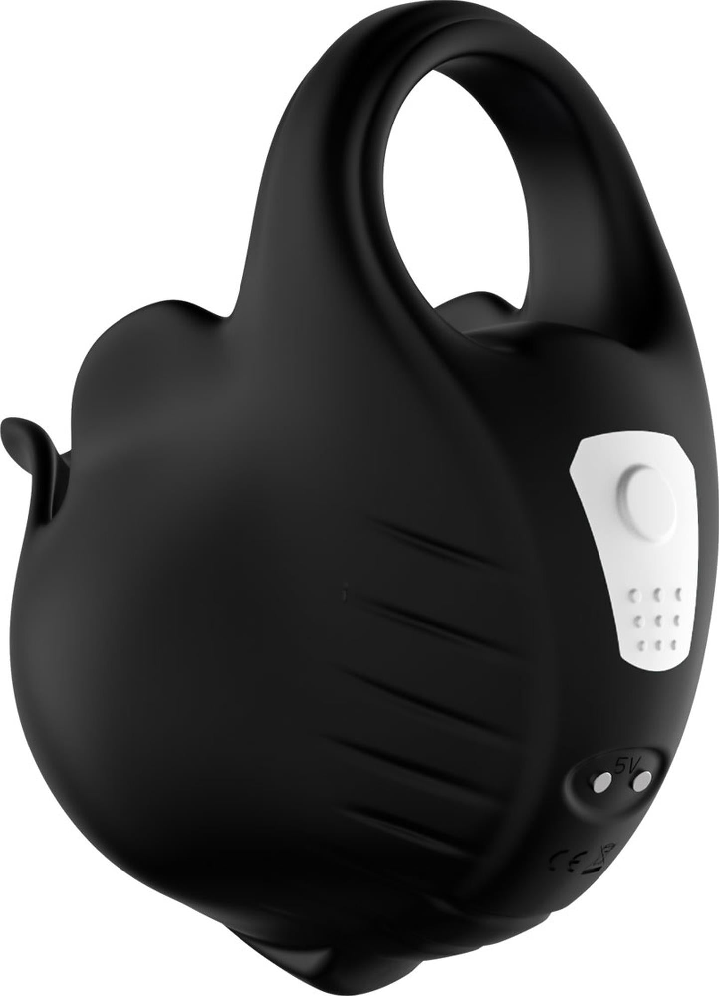 Inel vibrant pentru penis Ranger, USB, negru, cu punct