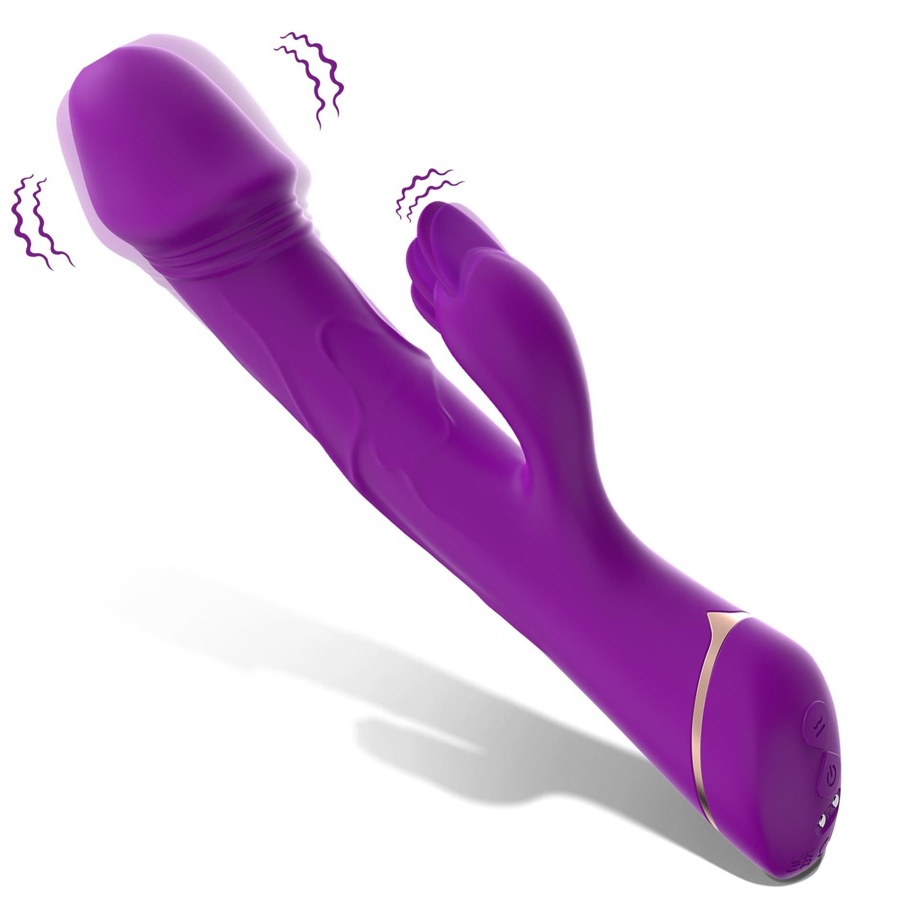Vibrator iepuraș Rubberco din silicon violet, cu 9 vibrații, impermeabil