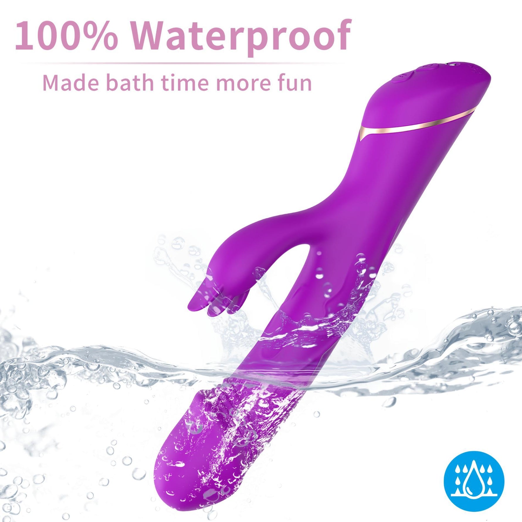 Vibrator iepuraș Rubberco din silicon violet, cu 9 vibrații, impermeabil