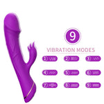 Vibrator iepuraș Rubberco din silicon violet, cu 9 vibrații, impermeabil