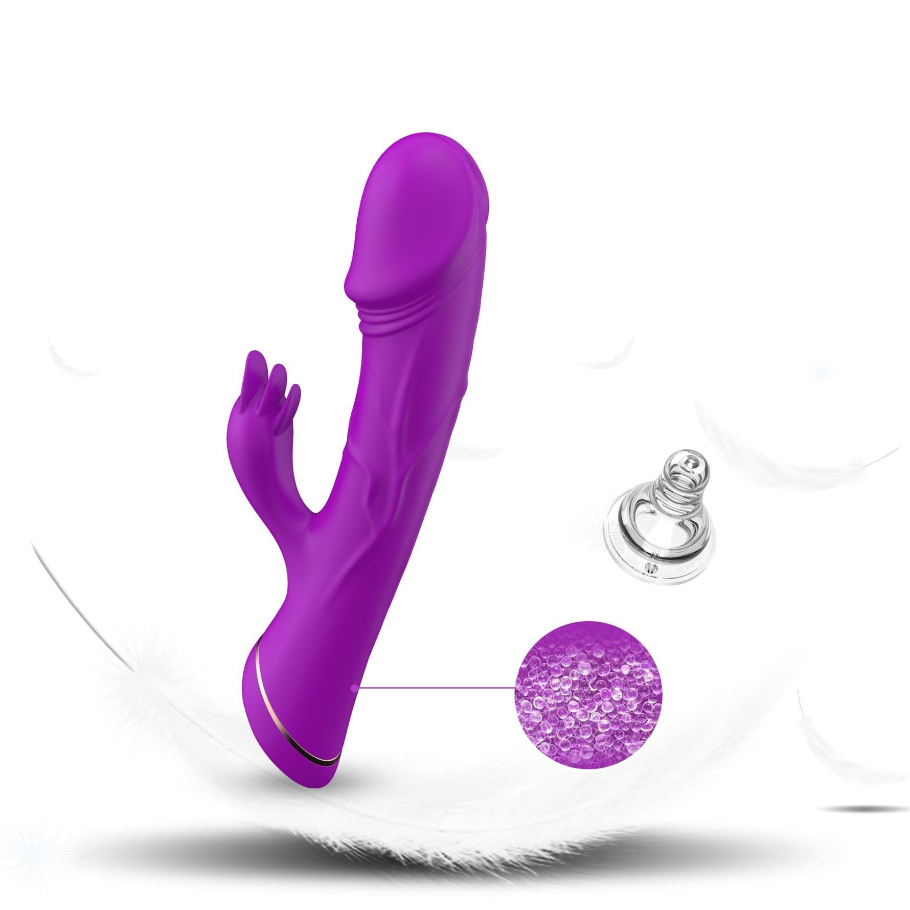 Vibrator iepuraș Rubberco din silicon violet, cu 9 vibrații, impermeabil