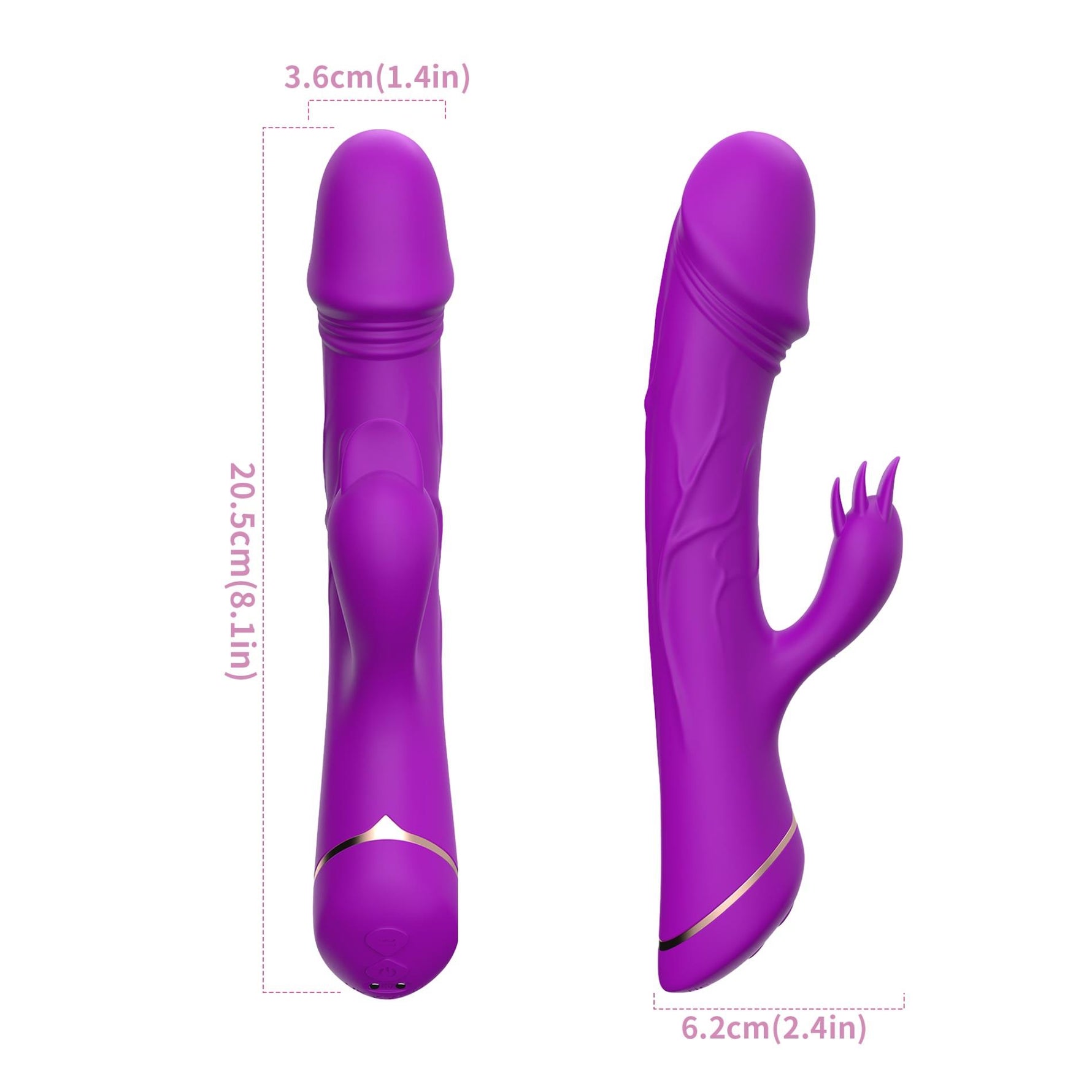 Vibrator iepuraș Rubberco din silicon violet, cu 9 vibrații, impermeabil