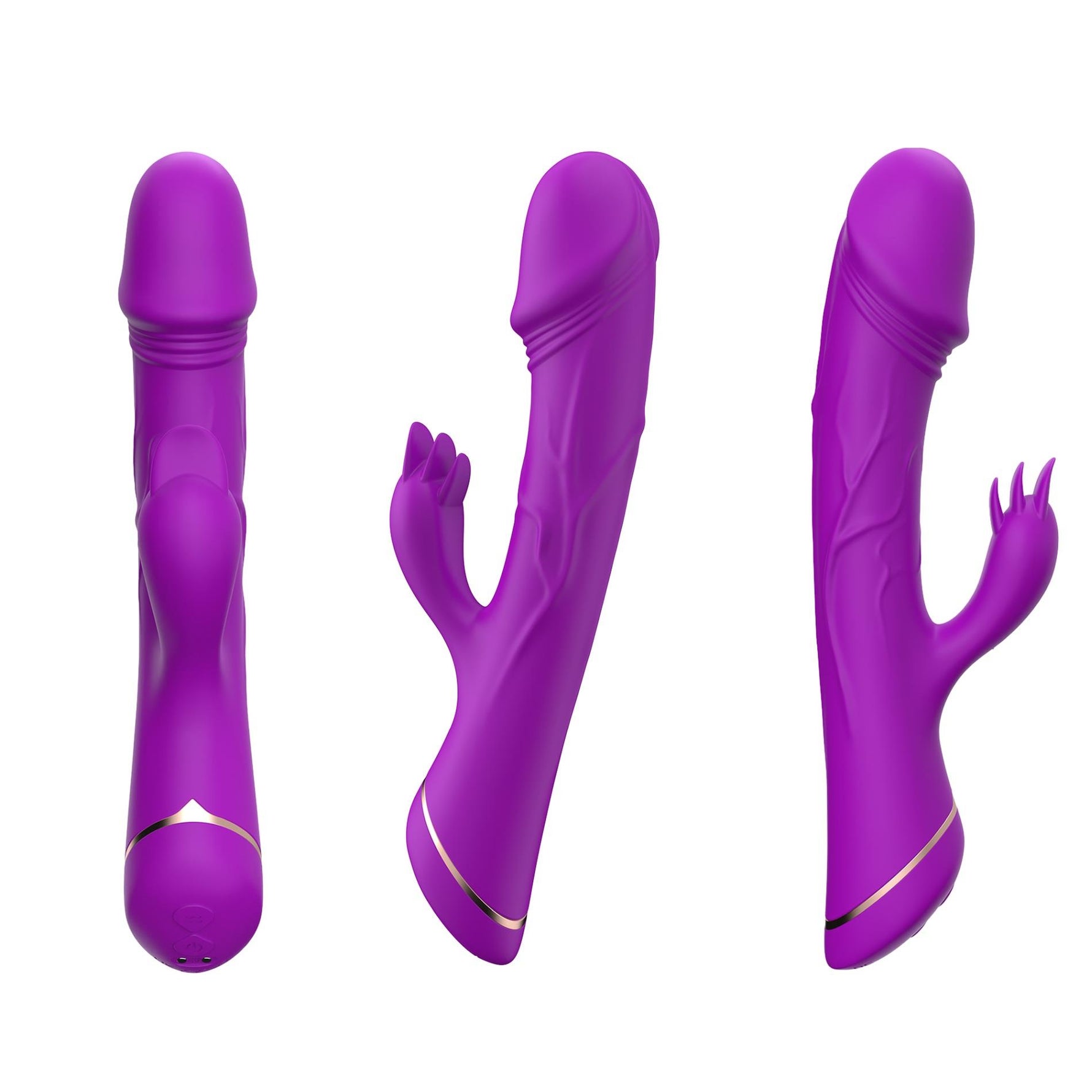 Vibrator iepuraș Rubberco din silicon violet, cu 9 vibrații, impermeabil