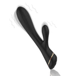 Vibrator Hare Bunny din silicon negru, USB, 9 vibrații