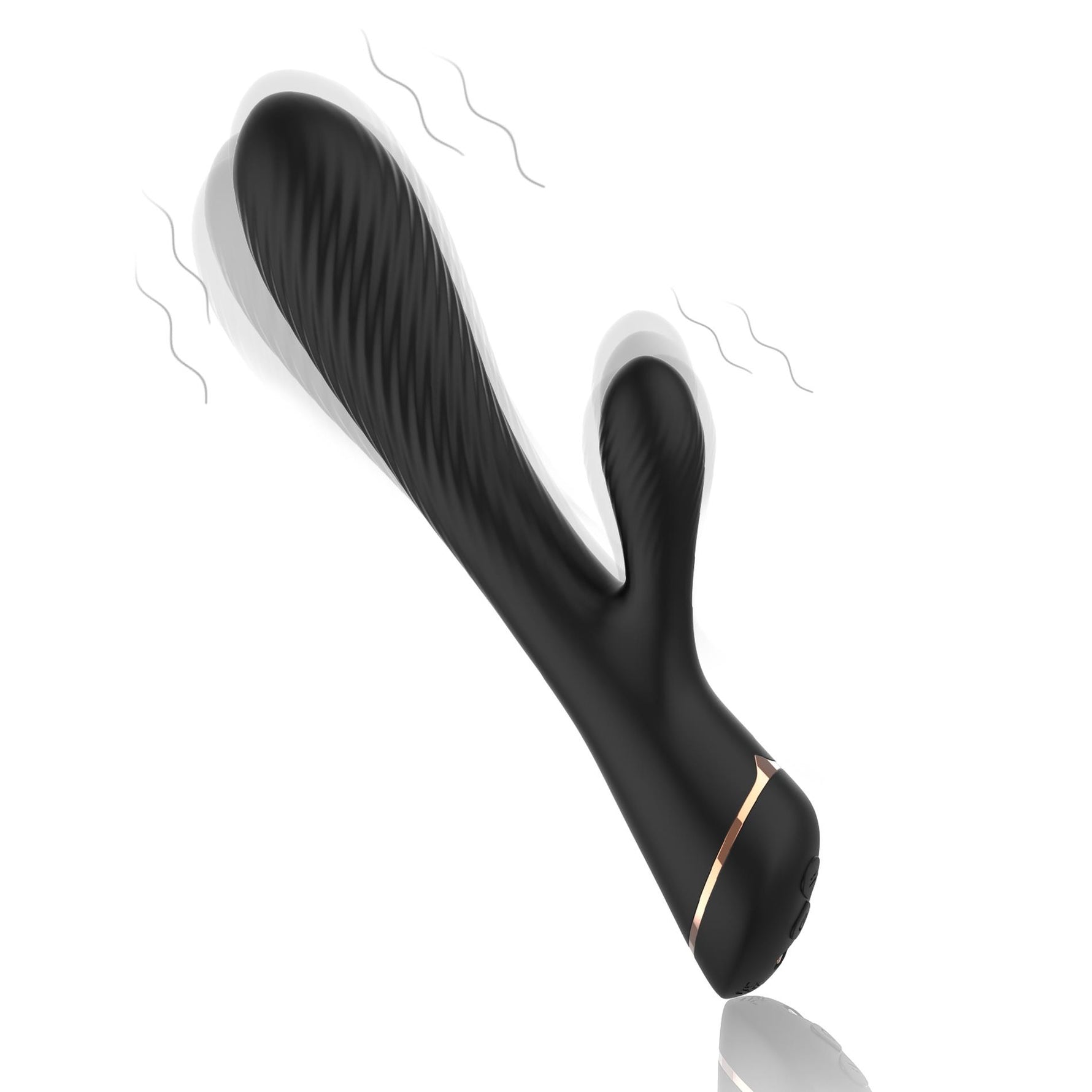 Vibrator Hare Bunny din silicon negru, USB, 9 vibrații