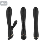 Vibrator Hare Bunny din silicon negru, USB, 9 vibrații