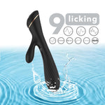 Vibrator Hare Bunny din silicon negru, USB, 9 vibrații