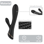 Vibrator Hare Bunny din silicon negru, USB, 9 vibrații