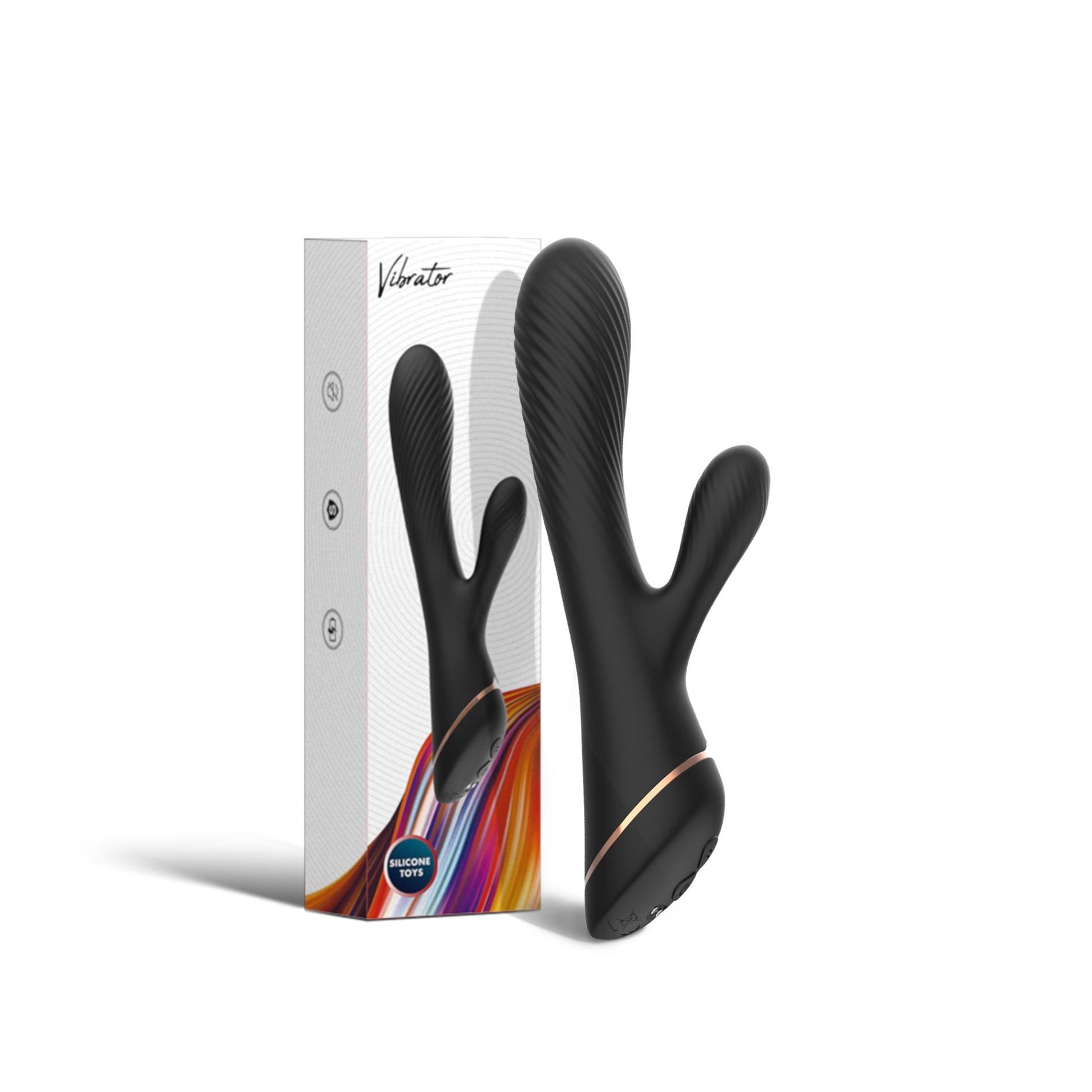 Vibrator Hare Bunny din silicon negru, USB, 9 vibrații