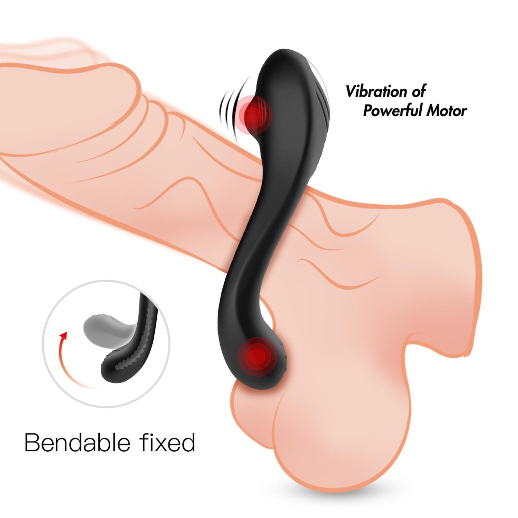 Inel vibrant pentru penis Veyron, negru, cu 9 moduri, USB, din silicon