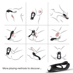 Inel vibrant pentru penis Veyron, negru, cu 9 moduri, USB, din silicon