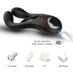Inel vibrant pentru penis Veyron, negru, cu 9 moduri, USB, din silicon