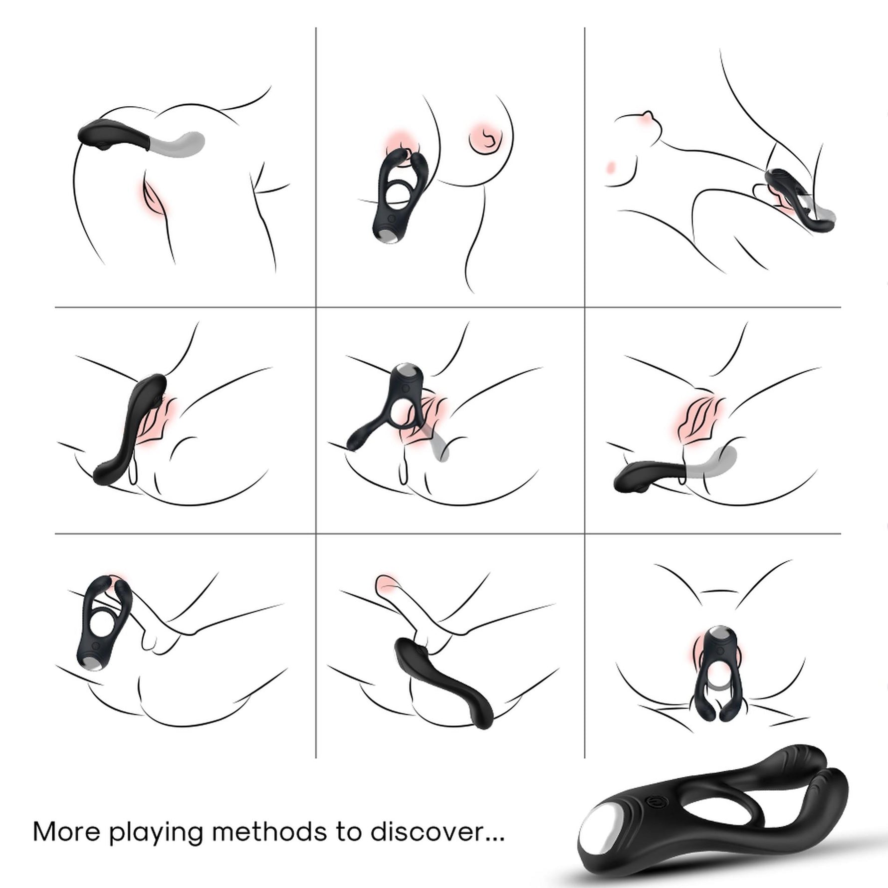 Inel vibrant pentru penis Veyron cu telecomandă, negru, 9 moduri, USB