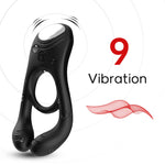 Inel vibrant pentru penis Veyron cu telecomandă, negru, 9 moduri, USB