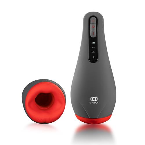 Masturbator Airturn 2 cu vibrații și încălzire USB, negru, 22 cm