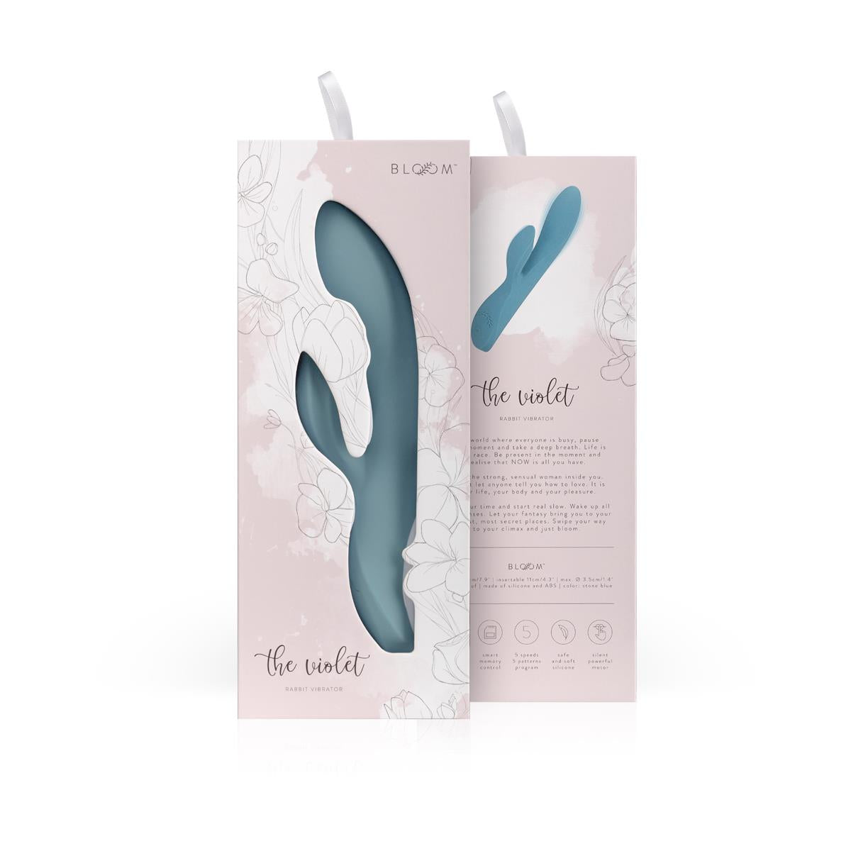 Vibrator Bloom Bunny Violet Blue Silicon USB 21 cm