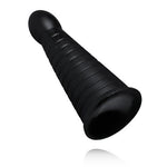 Dop anal XXL cu nervuri, negru, cu ventuză, 26 cm