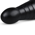 Dop anal XXL cu nervuri, negru, cu ventuză, 26 cm