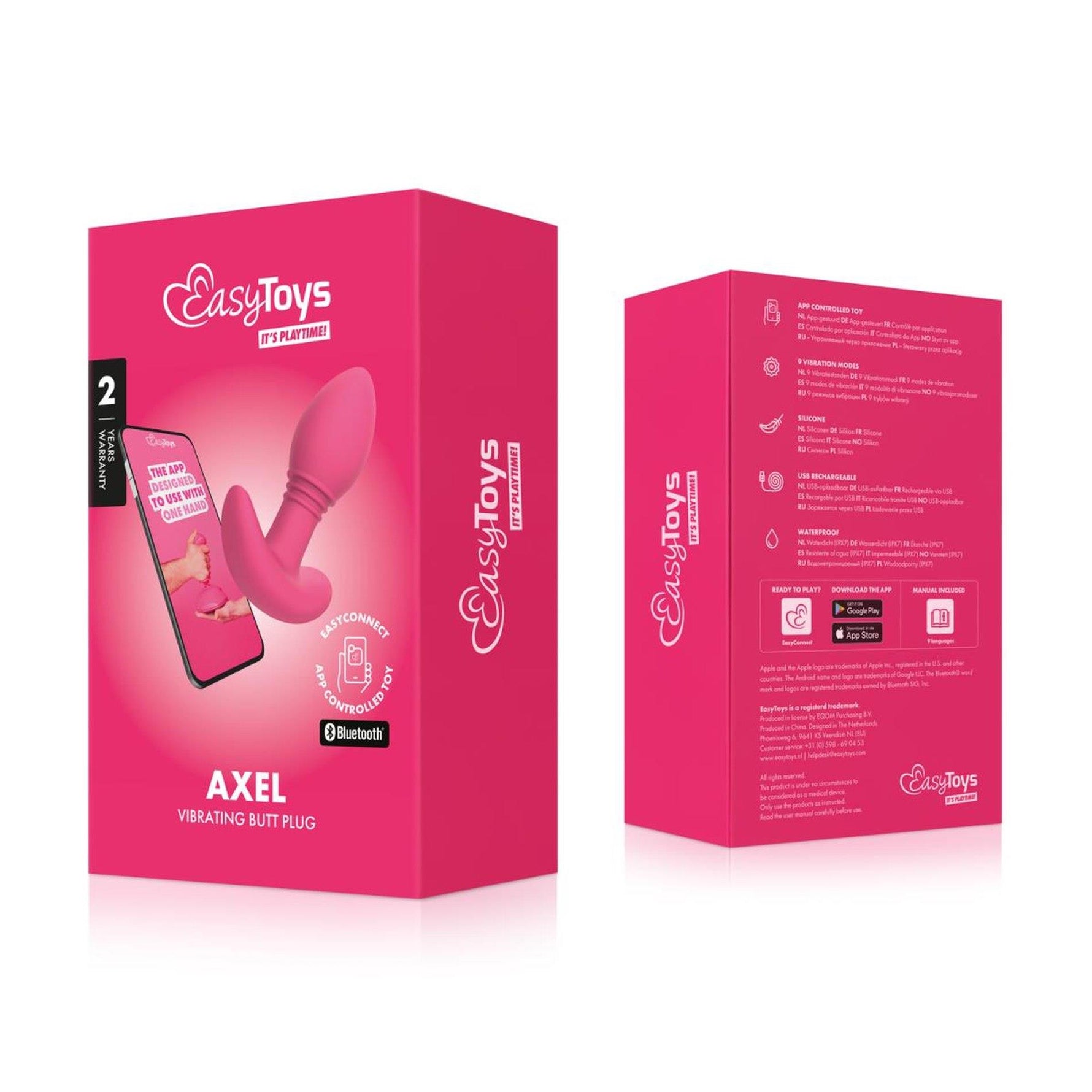 Plug anal vibrant EasyConnect Axel roz, controlat prin aplicație