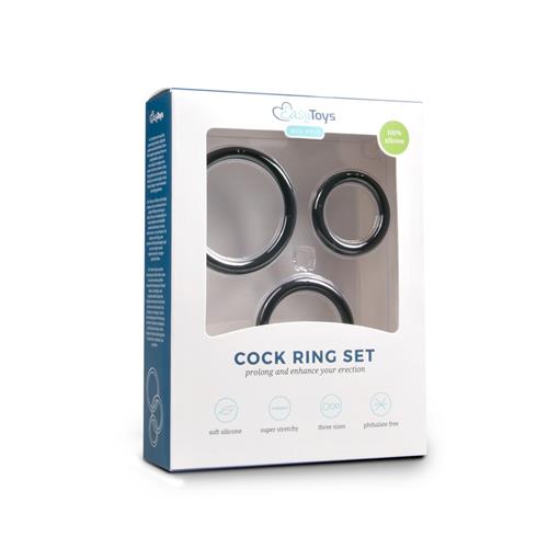 Set de trei inele pentru penis din silicon EasyToys, negre