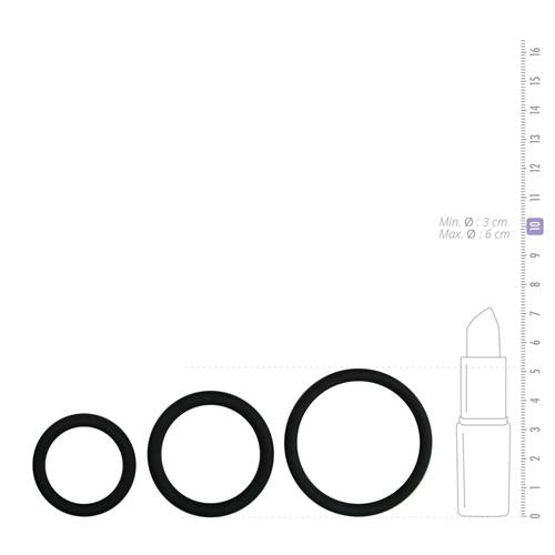 Set de trei inele pentru penis din silicon EasyToys, negre