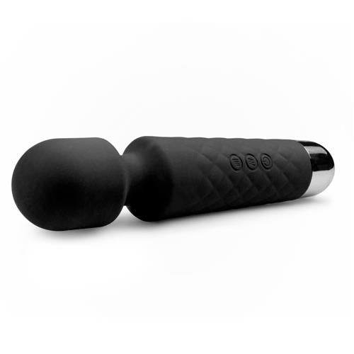 Vibrator EasyToys Mini Wand, Silicon Negru, USB, 20 cm, Impermeabil