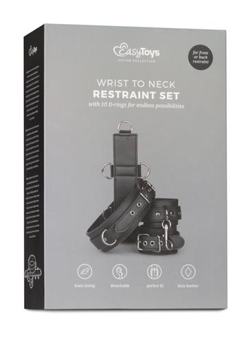 Set ham și cătușe EasyToys din piele sintetică neagră