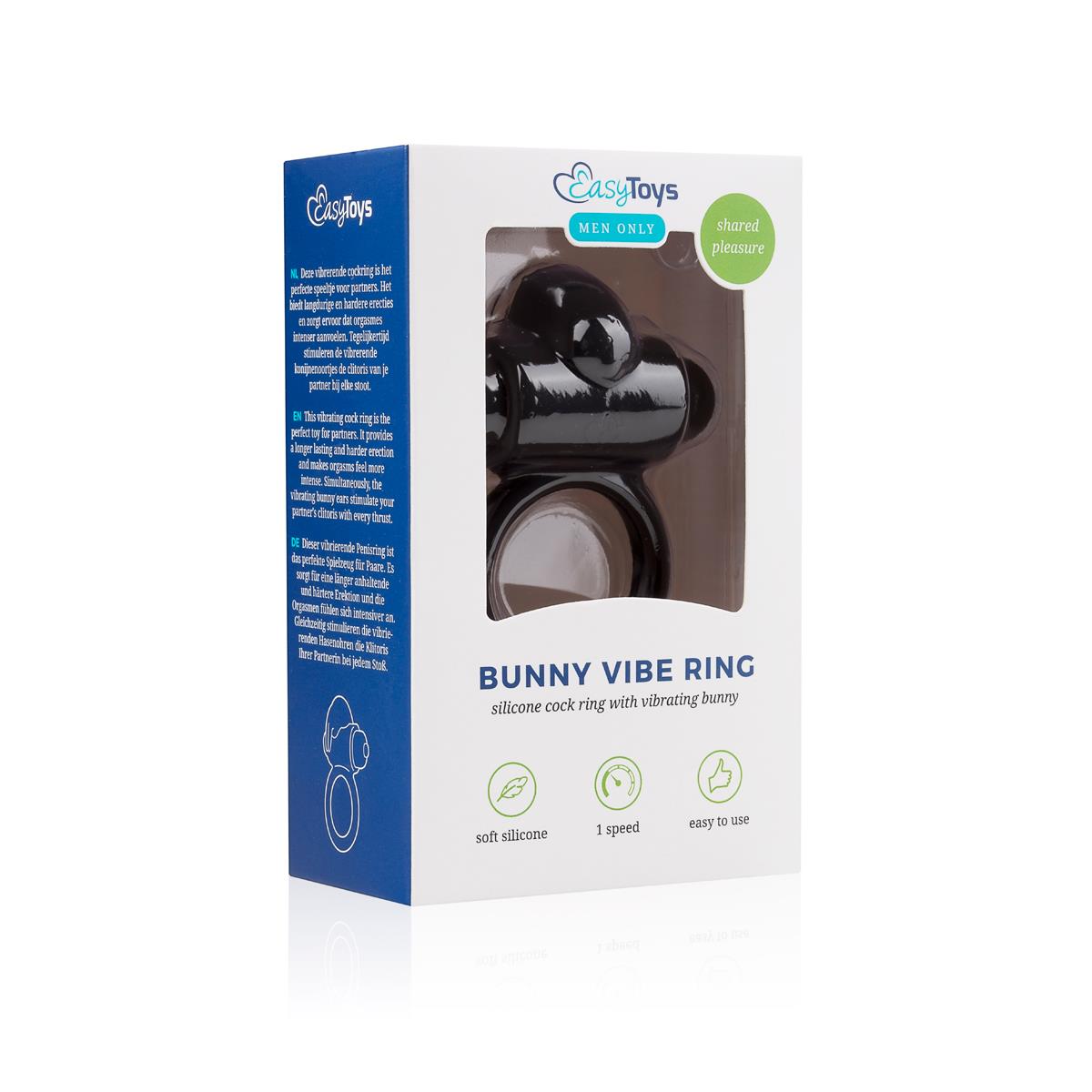 Inel vibrant pentru penis Bunny EasyToys, negru