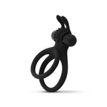 Inel vibrant pentru penis EasyToys cu urechi de iepure, negru
