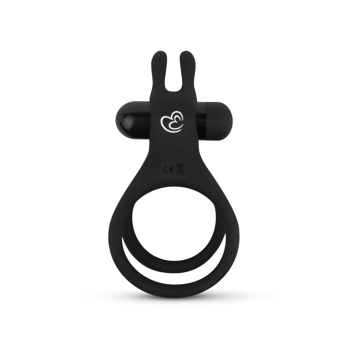 Inel vibrant pentru penis EasyToys cu urechi de iepure, negru