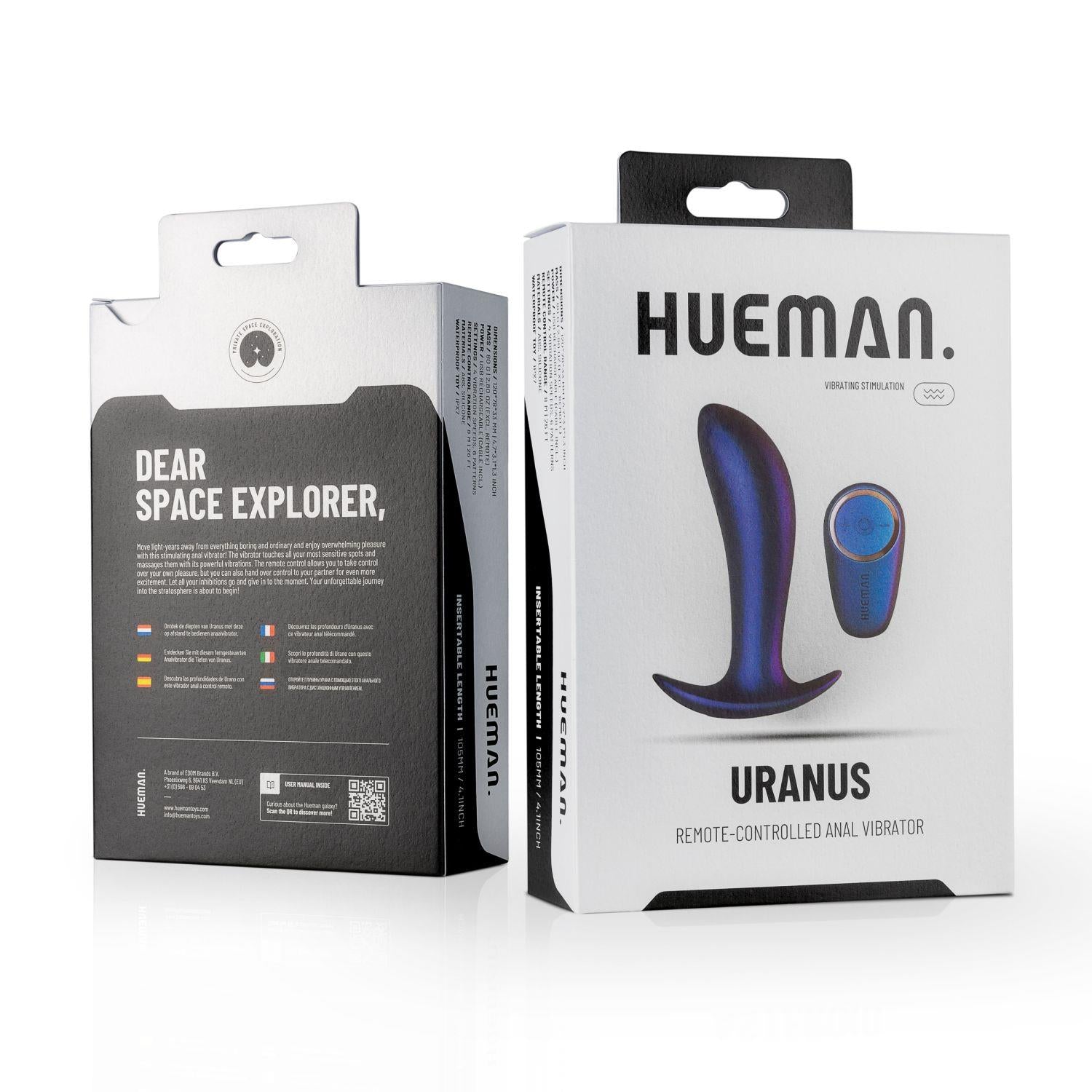Vibrator anal Hueman Uranus Purple cu telecomandă USB