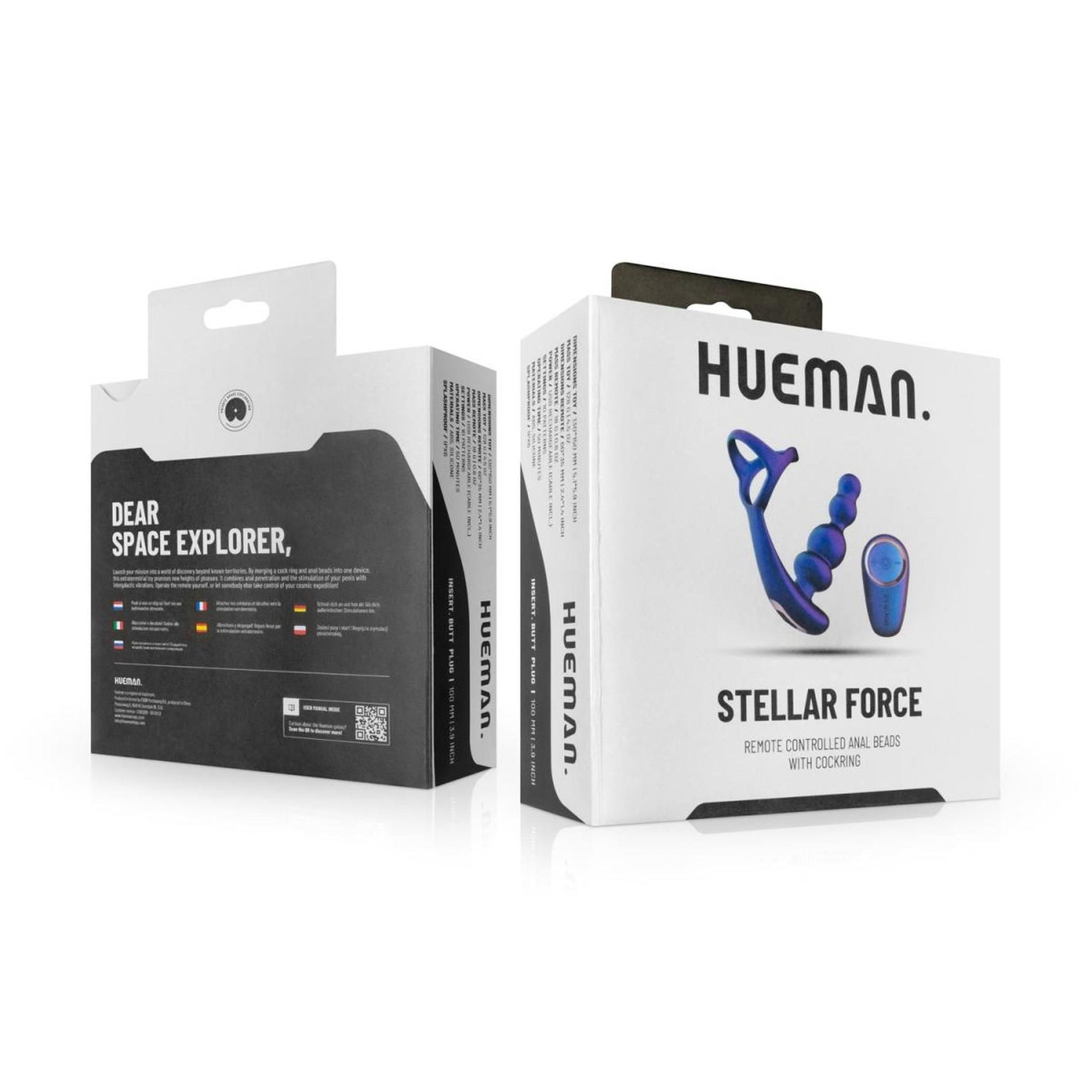 Plug anal vibrant Hueman Stellar Force cu inel pilot 10 cm